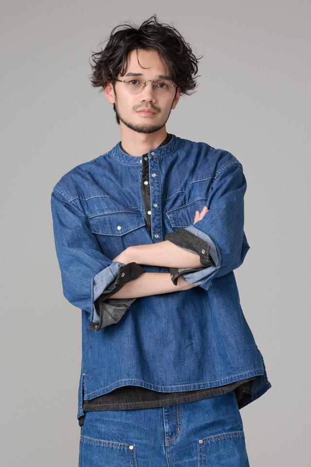 DENIM 3/4SLEEVE WESTERN SHIRT