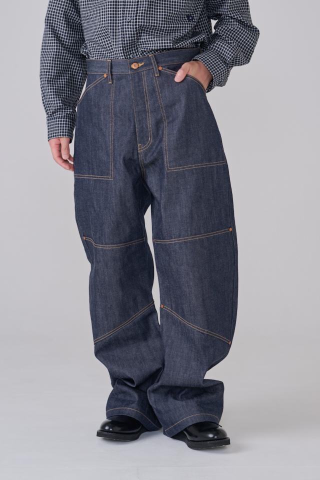 DOUBLE KNEE DENIM CURB TROUSER (KUR)