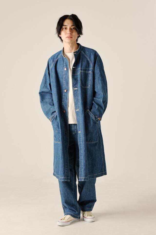 BANDCOLLAR DENIM COAT