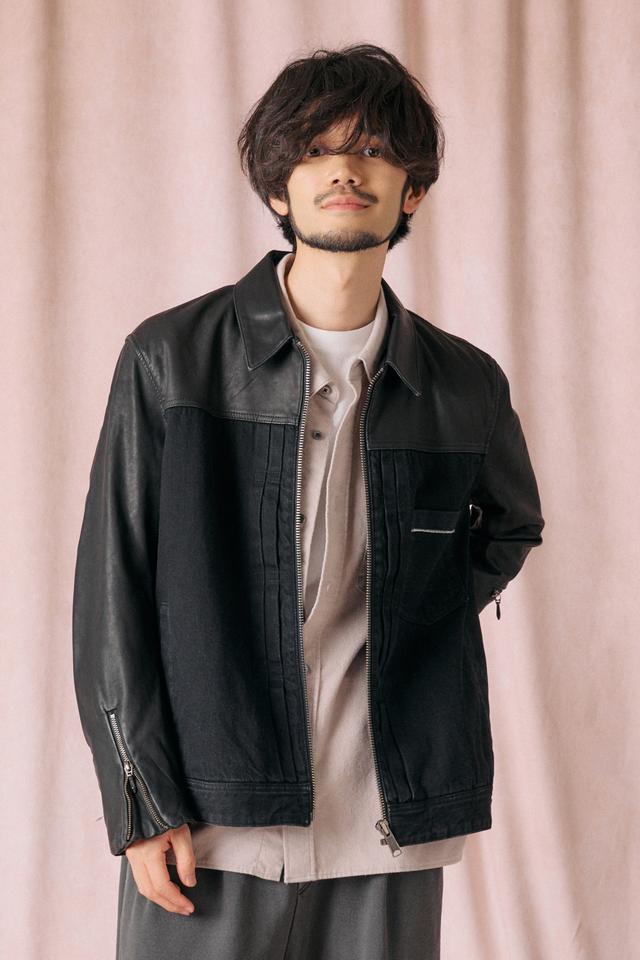 LEATHER DENIM JKT