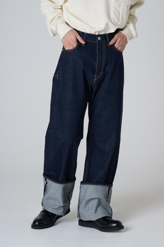 PULL UP EMBROIDEERY DENIM TROUSER