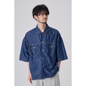 [ JEANS] Cool Essential Polo T-shirt ★大人気★ T-SWIND Polo shirt in denim-effect jersey｜ブルー｜メンズ