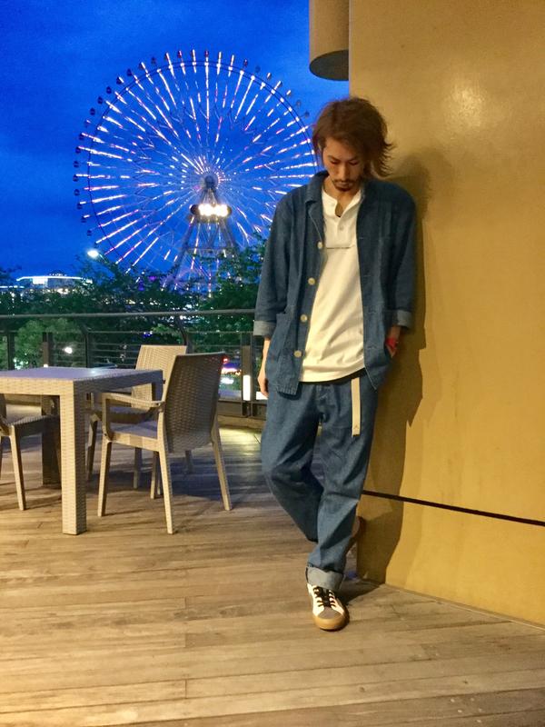 【モデル身長】 176cm 【着用】 コットンリネンカバーラードJKT / RTA180HJK037 / BLUE / XL コットンリネンイージーパンツ  / RTA180HPT015 / BLUE / L ヘンリーネックプリントTEE / RTA180HCU070 /  WHITE / XL G-44  ハンガー刺繍ガチャベルト  WHITE / F 