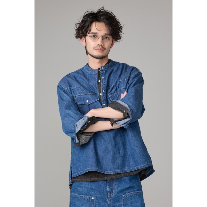 DENIM 3/4SLEEVE WESTERN SHIRT