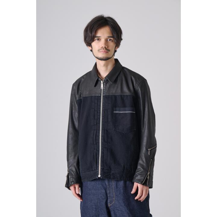 LEATHER DENIM JKT