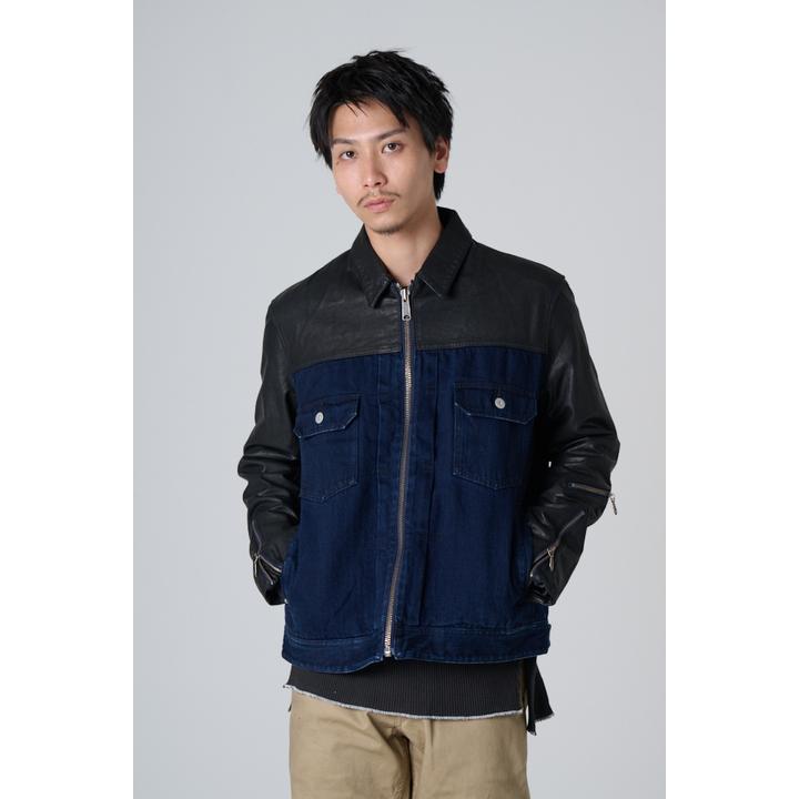 LEATHER EXCHANGE DENIM JACKET