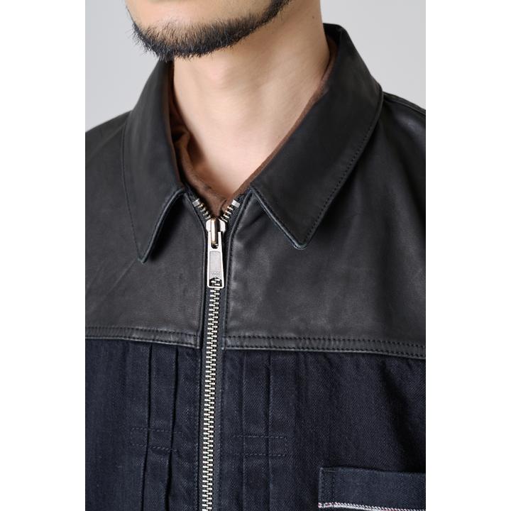 LEATHER DENIM JKT