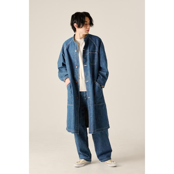 BANDCOLLAR DENIM COAT