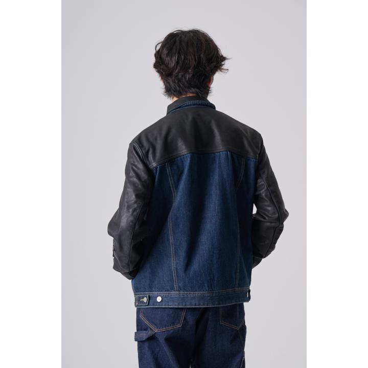 LEATHER DENIM JKT