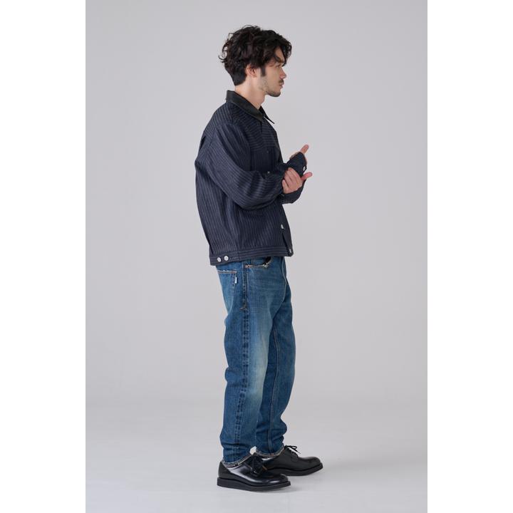 LEATHER COLLAR DENIM JACKET