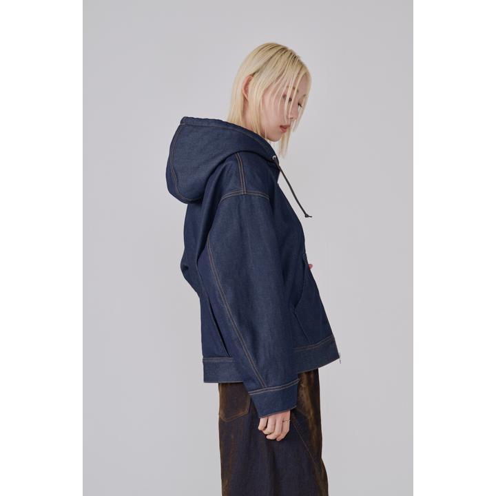 SHERPA-LINED DENIM HOODIE JACKET