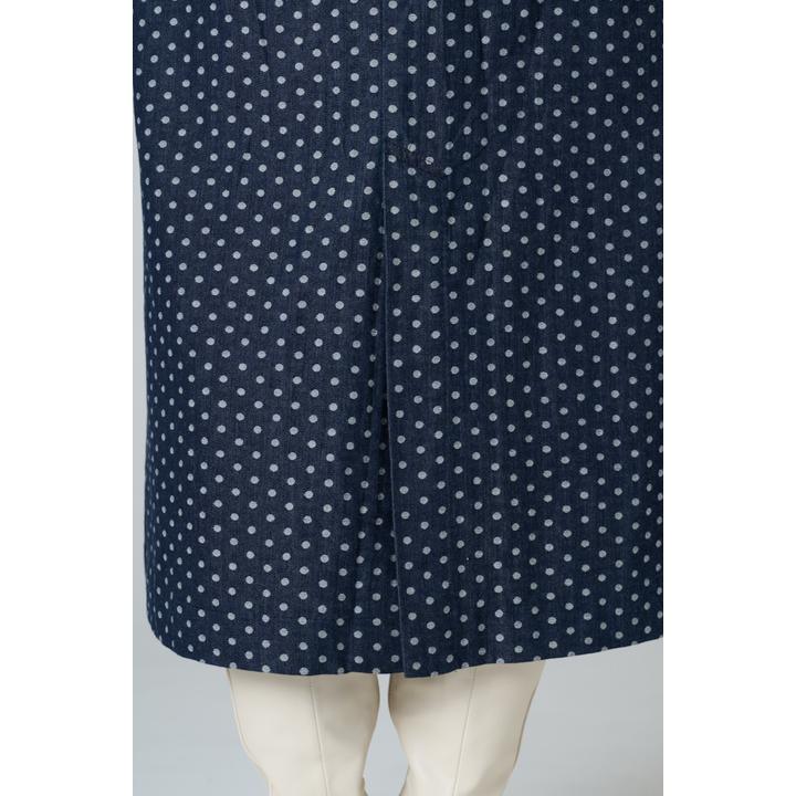 V-NECK DOTS DENIM DRESS