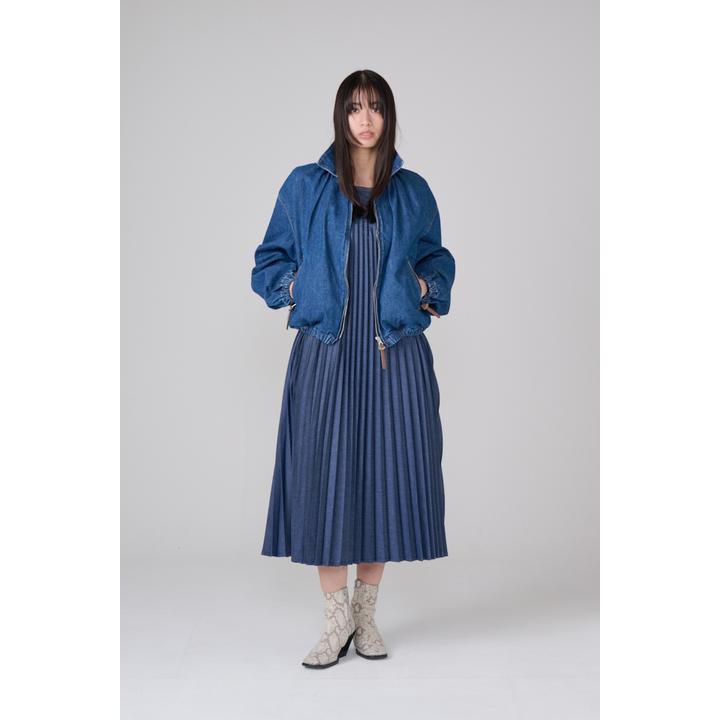 DENIM GATHERD ZIP BLOUSON