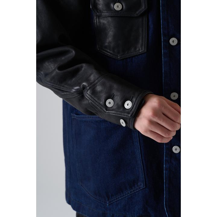 DENIM LEATHER COVERALL