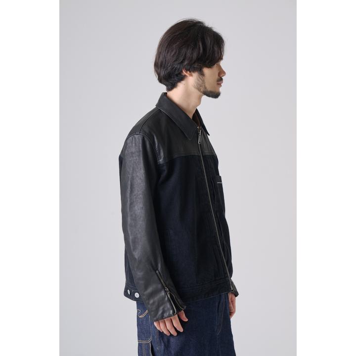LEATHER DENIM JKT