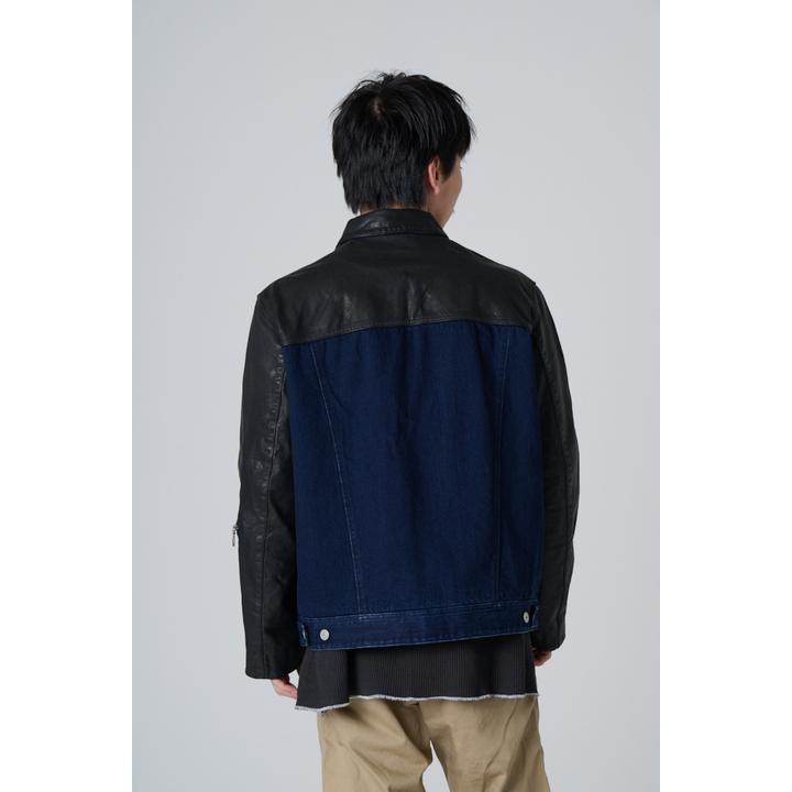 LEATHER EXCHANGE DENIM JACKET