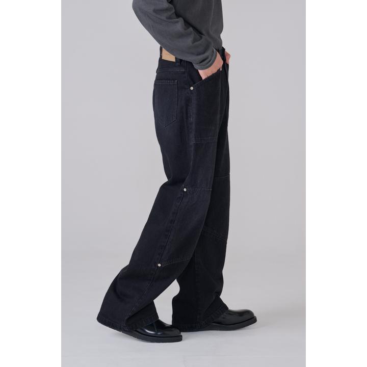 DOUBLE KNEE DENIM CURB TROUSER (KUR)