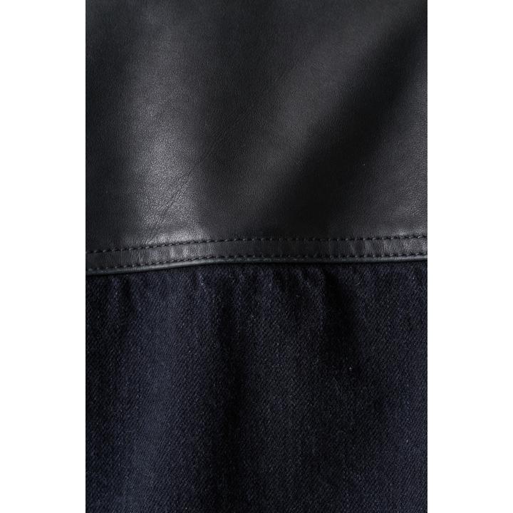 LEATHER DENIM JKT
