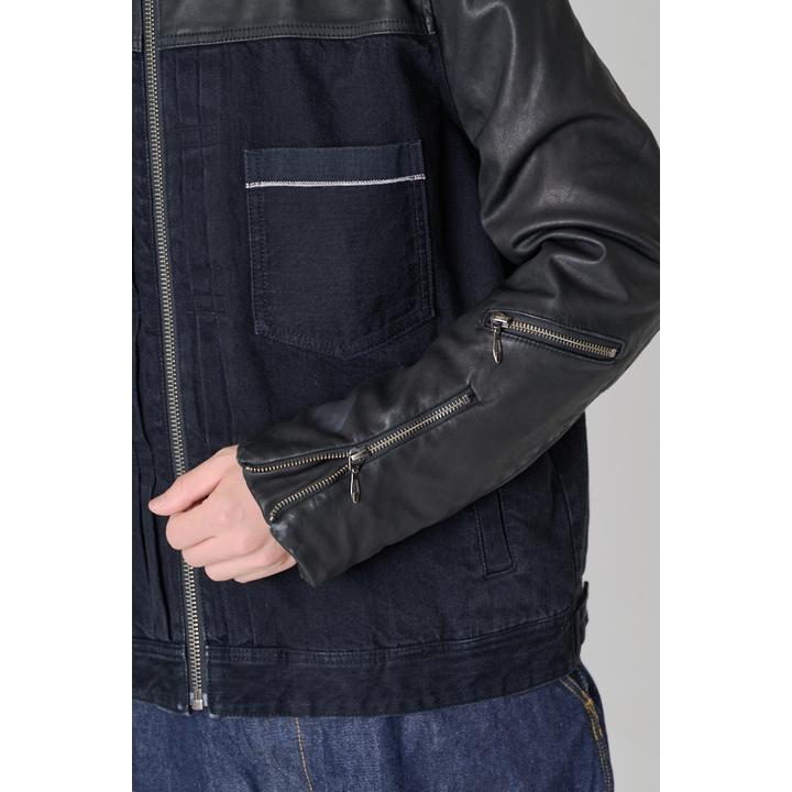 LEATHER DENIM JKT