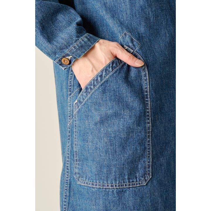 BANDCOLLAR DENIM COAT
