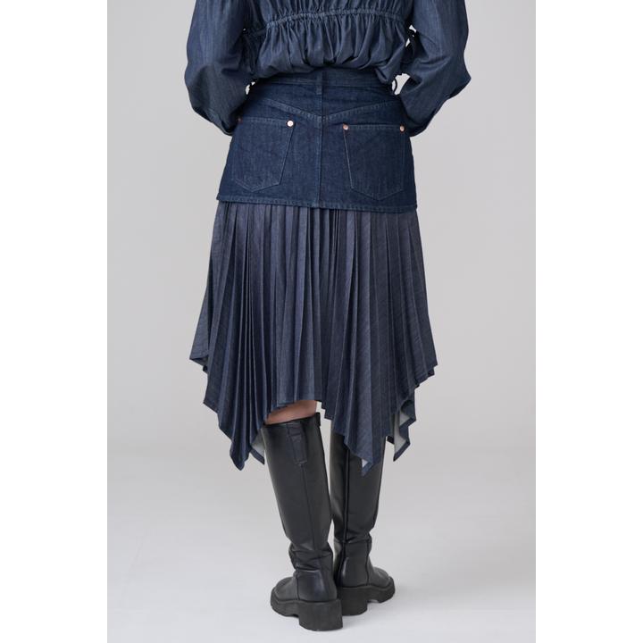 DENIM PLEATS LAYERED SK