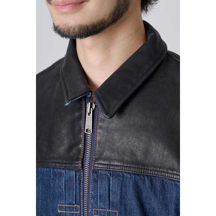 LEATHER DENIM JKT