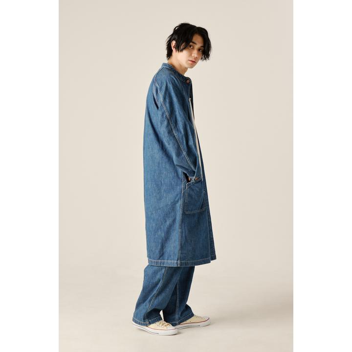 BANDCOLLAR DENIM COAT