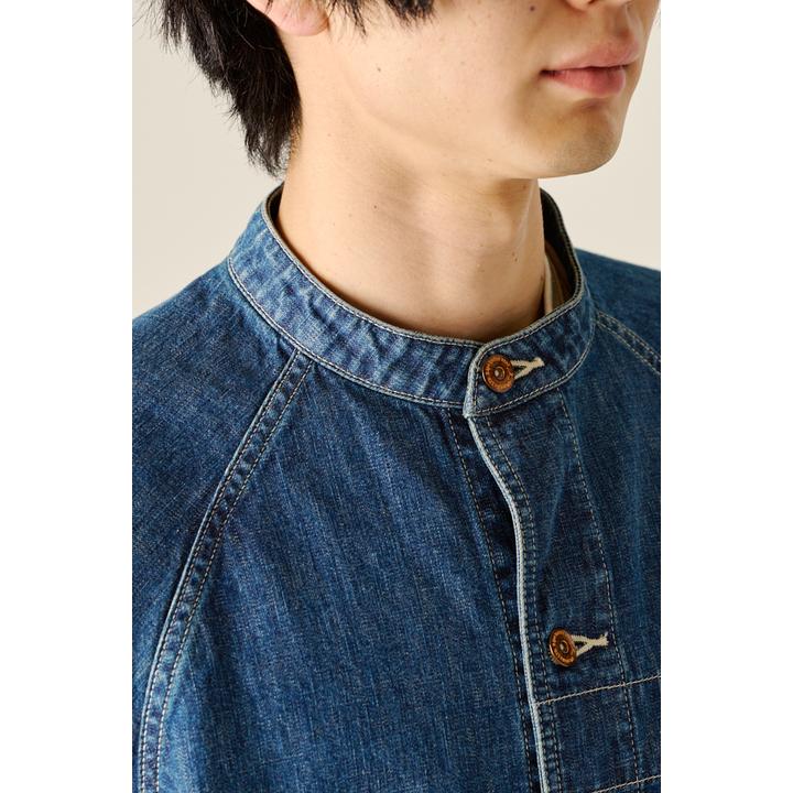 BANDCOLLAR DENIM COAT