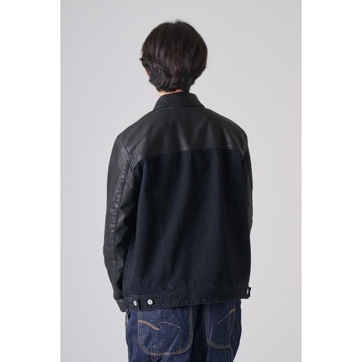LEATHER DENIM JKT