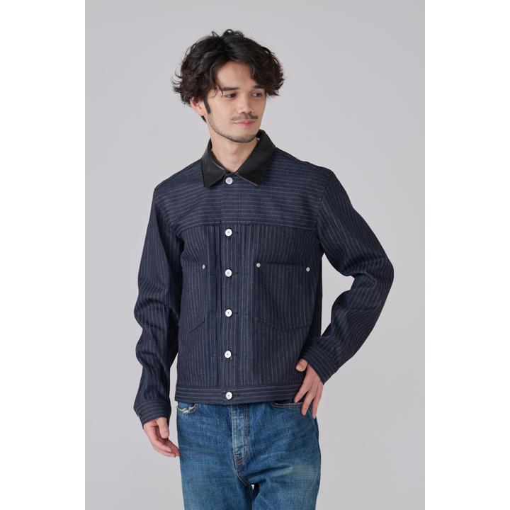 LEATHER COLLAR DENIM JACKET