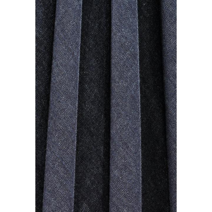 LONG PLEATS DENIM SKIRT