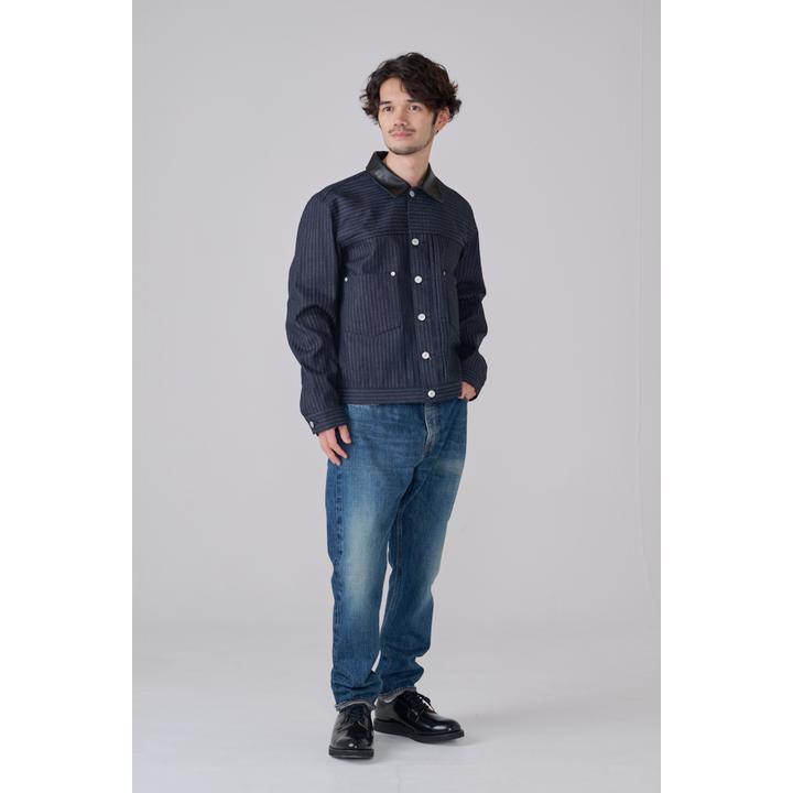 LEATHER COLLAR DENIM JACKET