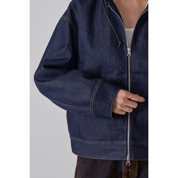 SHERPA-LINED DENIM HOODIE JACKET