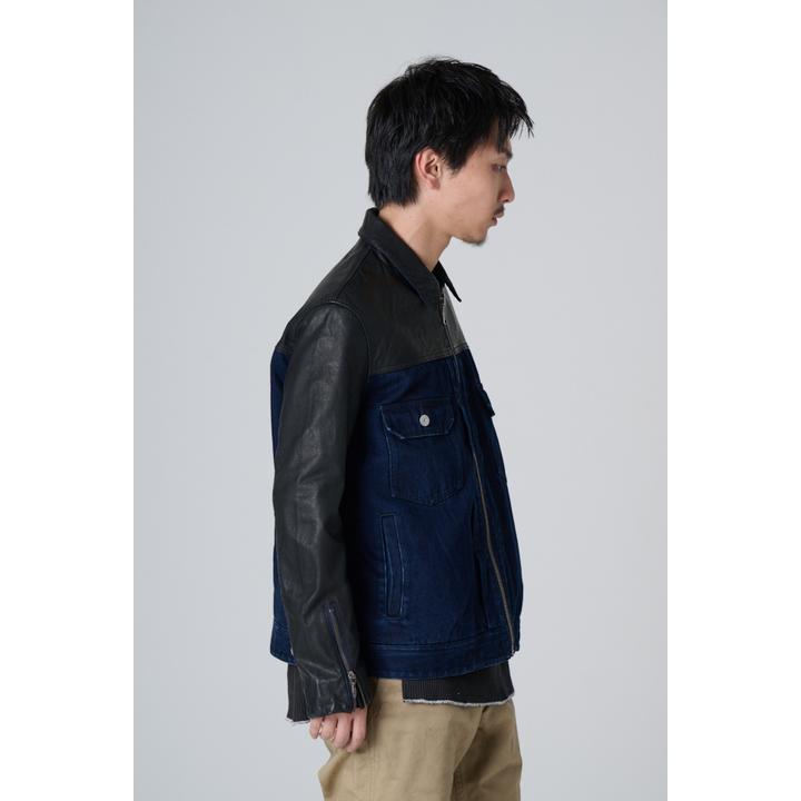 LEATHER EXCHANGE DENIM JACKET