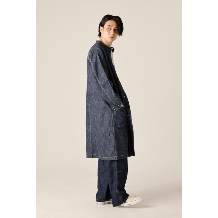 BANDCOLLAR DENIM COAT