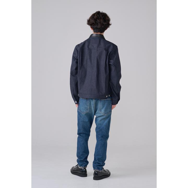 LEATHER COLLAR DENIM JACKET