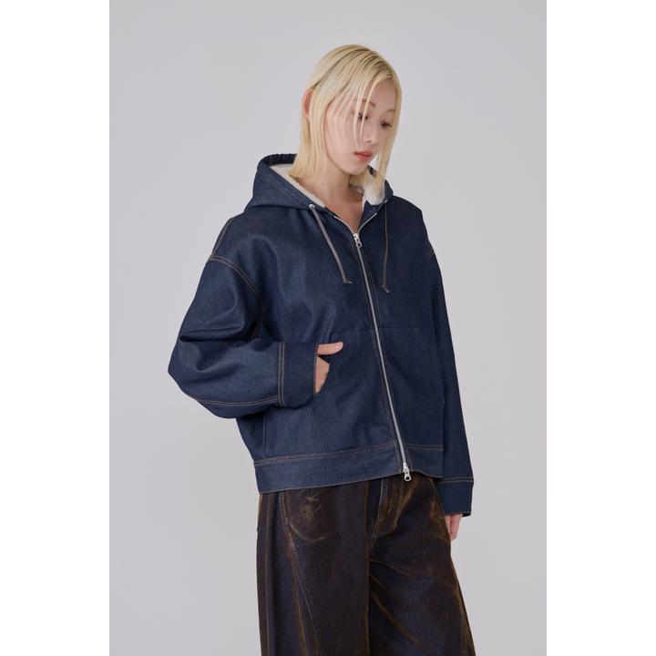 SHERPA-LINED DENIM HOODIE JACKET