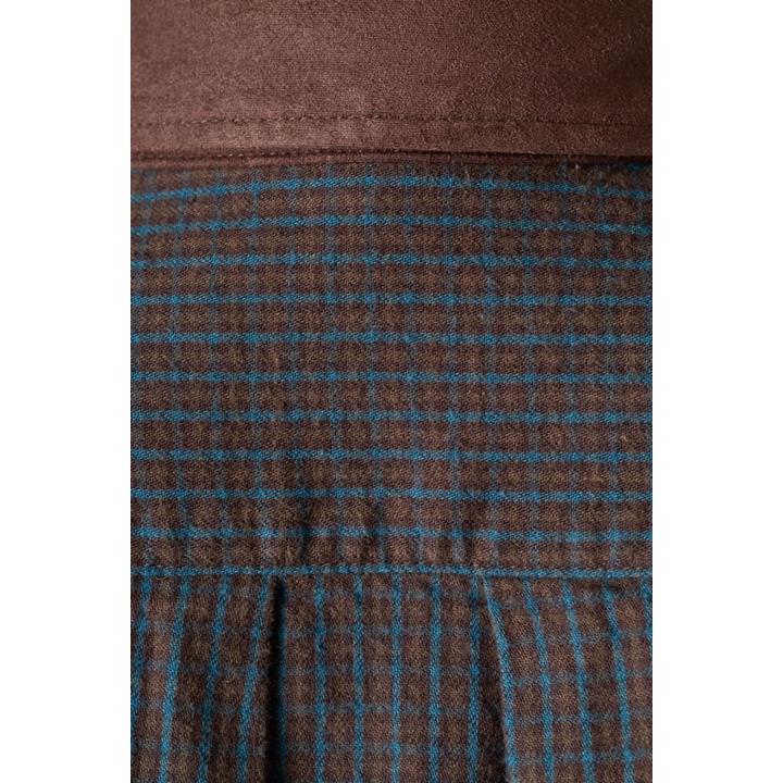 SUEDE COLLAR PLAID SHIRT