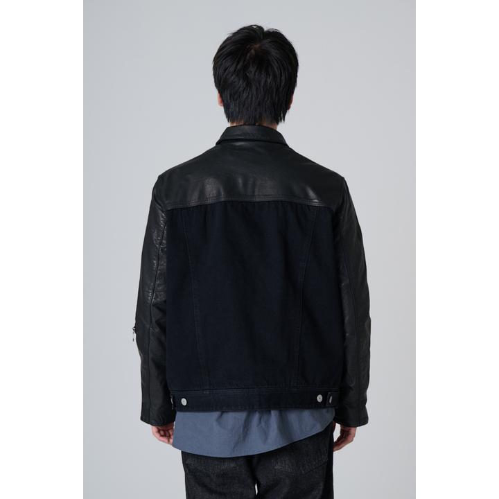 LEATHER EXCHANGE DENIM JACKET