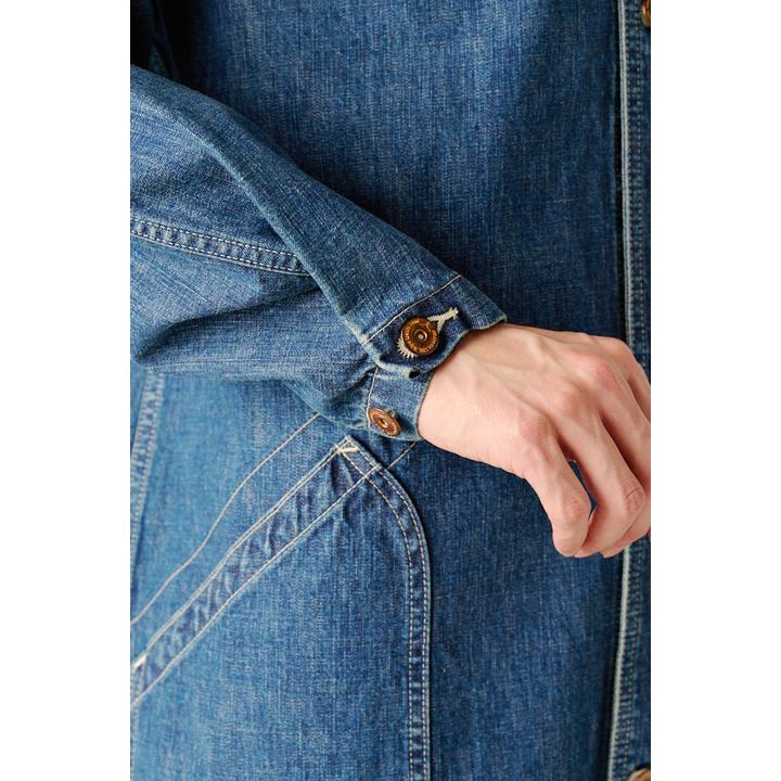 BANDCOLLAR DENIM COAT