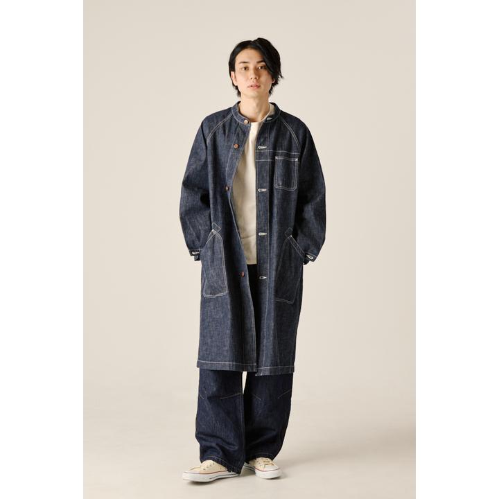 BANDCOLLAR DENIM COAT