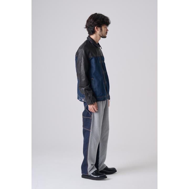 LEATHER DENIM JKT