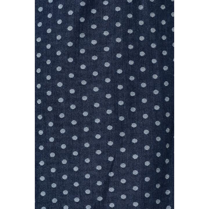 V-NECK DOTS DENIM DRESS