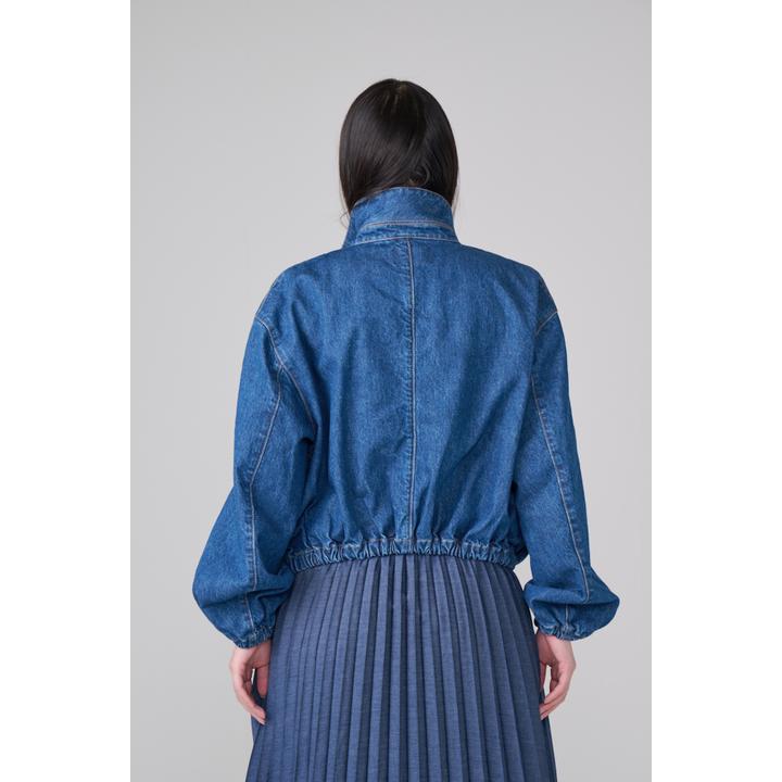 DENIM GATHERD ZIP BLOUSON