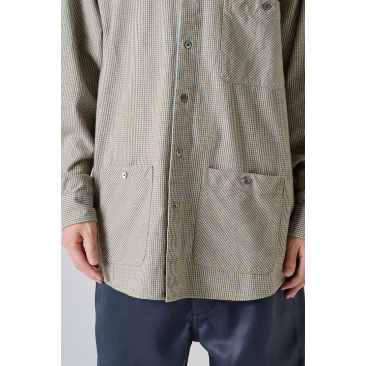SUEDE COLLAR PLAID SHIRT