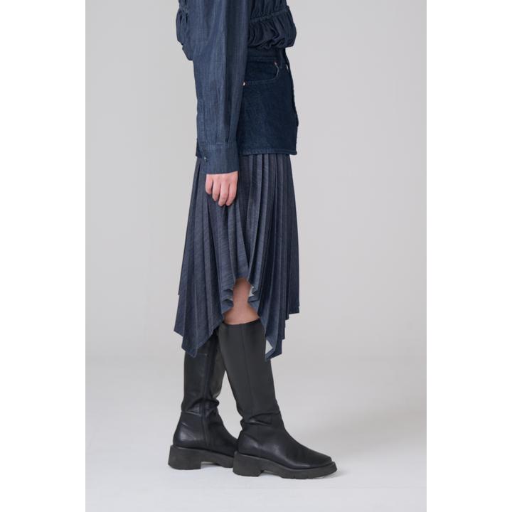 DENIM PLEATS LAYERED SK