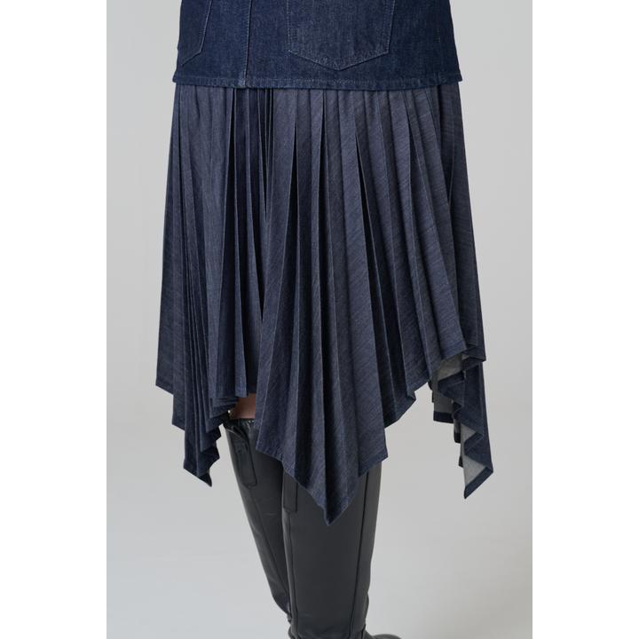 DENIM PLEATS LAYERED SK