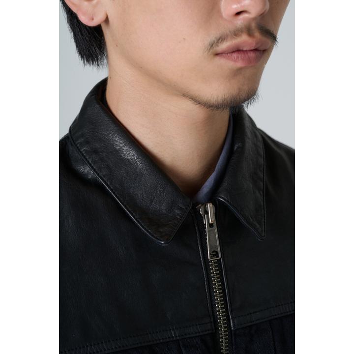 LEATHER EXCHANGE DENIM JACKET