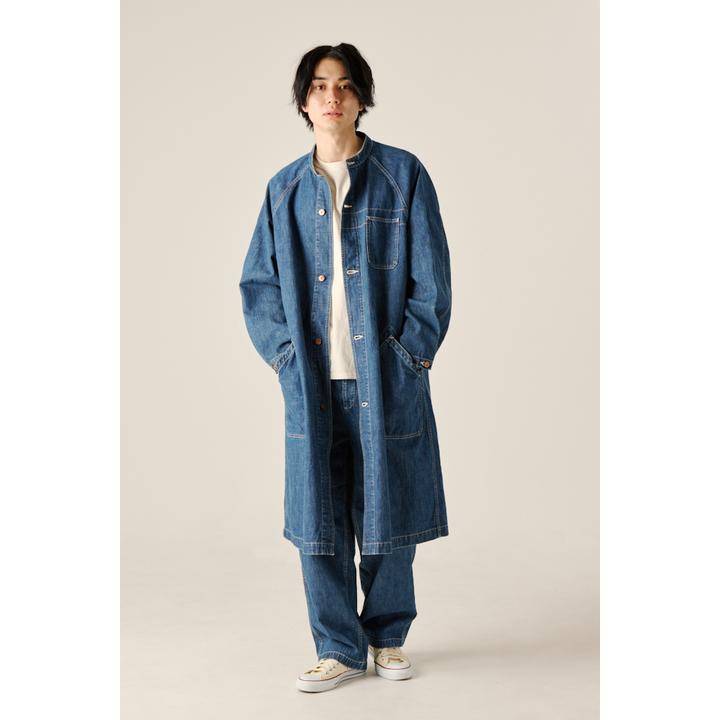 BANDCOLLAR DENIM COAT