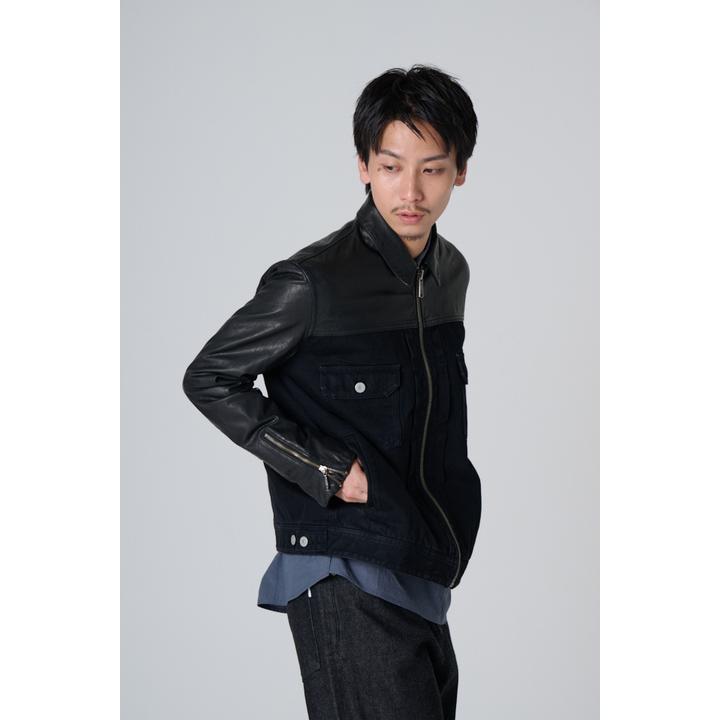 LEATHER EXCHANGE DENIM JACKET